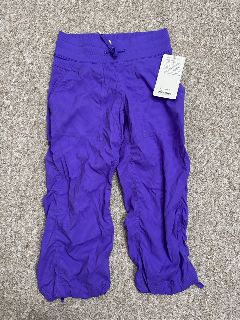 Lululemon Purple Drawstring Yoga Capris